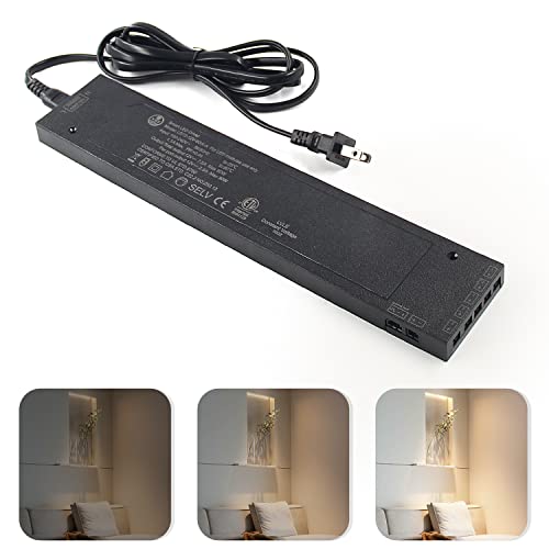 Image of VST 90W LED Power Supply, 100V-240V AC to 12V DC Low Voltage Transformer with 12V JST Ports, Durable Cabinet Light Power Adapter, ETL Listed, Black