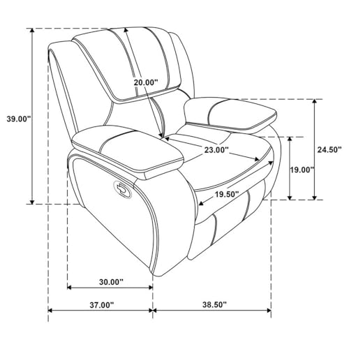 Sillón reclinable manual Negro cuero sintético miniatura 3