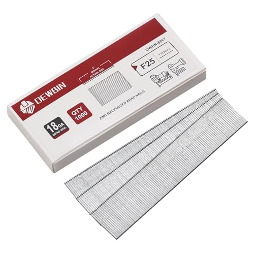 DEWBIN 18 Gauge Brad Nails, 1000 Counts 1-inch 18 GA Brad Nails, Galvanized Nails for Nail Gun, Finishing Nail Gun Nails for Pneumatic, Electric Brad Nailer Gun