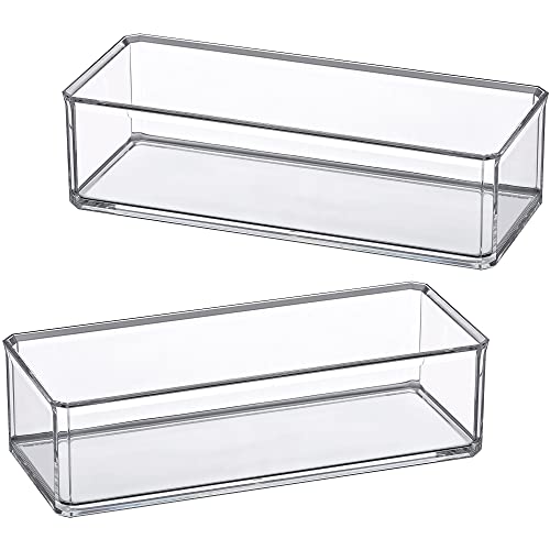 Image of Amazing Abby - Glamour - 2-Pack Acrylic 1-Compartment Makeup Organizer, Transparent Plastic Lipstick Holder, Perfect Bathroom Vanity Storage Solution for Lipsticks, Nail Polishes, and More
