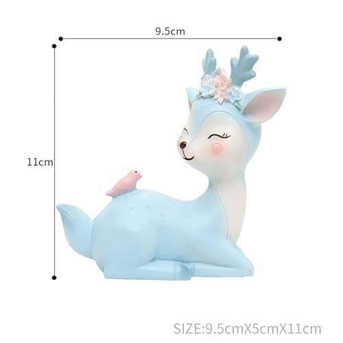 Keyum 4 Pack Blue Deer Figurines Toys Set Forest Resin Deer Cake Topper Miniature Woodland Animal Fawn Statues For Baby Shower Decorations Wedding Christmas Party Decor #TOP3