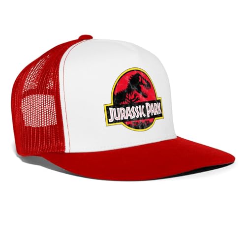 Spreadshirt Jurassic Park Classic Logo in Red with T-Rex Trucker Hat One Size White/red