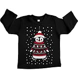 Shirtgeil Baby Langarmshirt Xmas Pinguin mit Rentier Weihnachtspullover Baby Pullover Mädchen Junge 6-12 Monate Schwarz