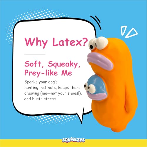 Image of Monster Brother - Squeaky Toys for Dogs, Latex Dog Toys for Medium Dogs (0-20kgs) - Orange & Blue