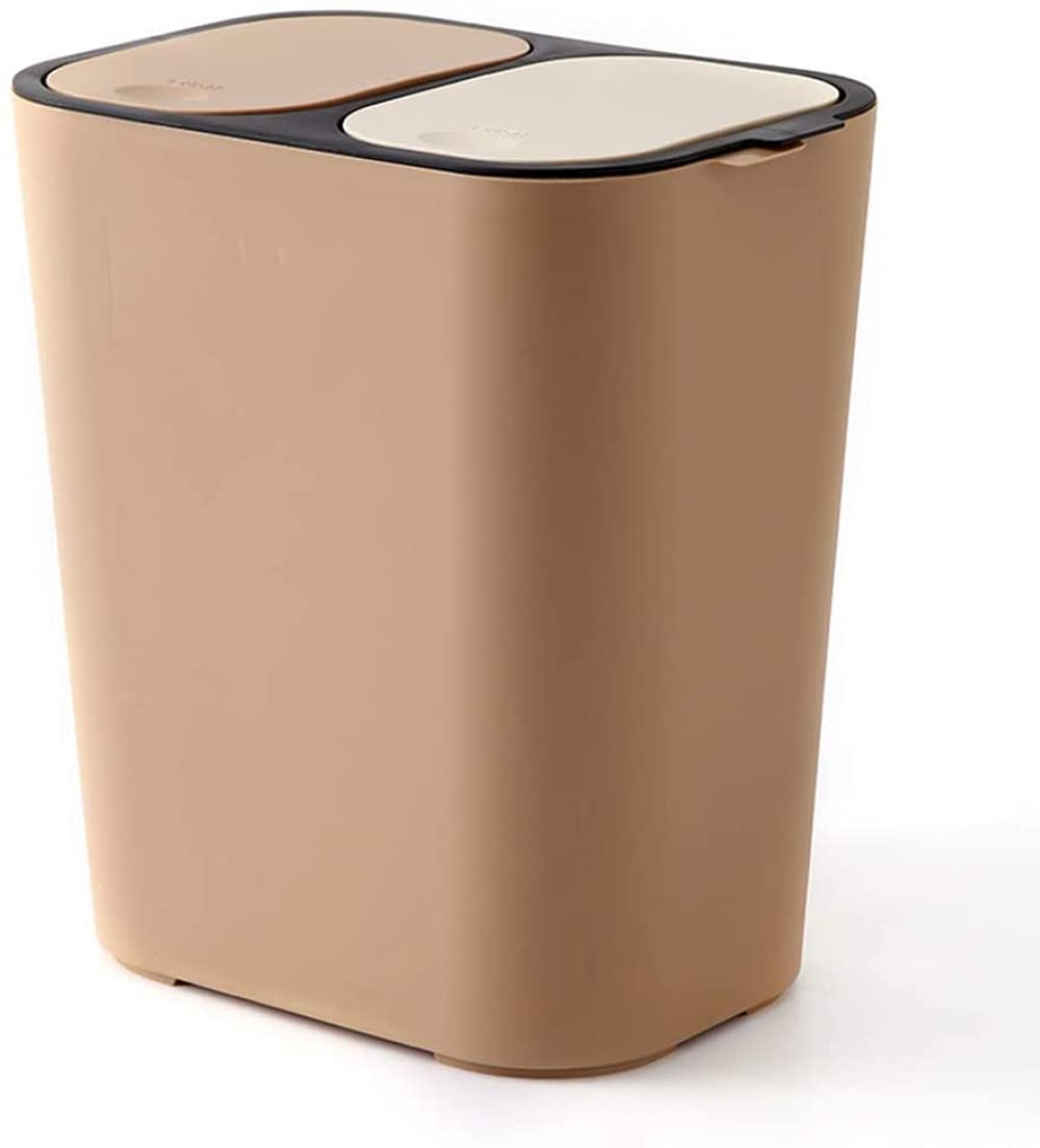 Poubelle de tri et de recyclage double compartiment plastique blanc