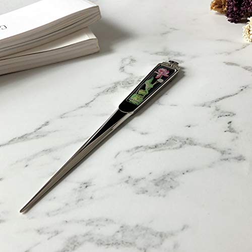 Decorative Envelope Paper Letter Opener With Mother Of Pearl Antique Design Silver Steel Office Knife Hand Cutter Blade (Lotus) #TOP4
