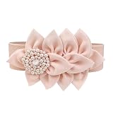 Cinturón elástico ancho de 6 cm para mujer, decoración de flores grandes, cinturón ancho ajustable, para mujeres y niñas, para bodas, fiestas, banquetes, cosplay, color rosa, longitud 62 cm
