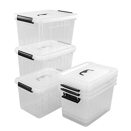 Farmoon 12 L Kunststoff Boxen Zur Aufbewahrung Mit Deckel, Transparenter Aufbewahrungsbehälter, 6 Packungen Cover