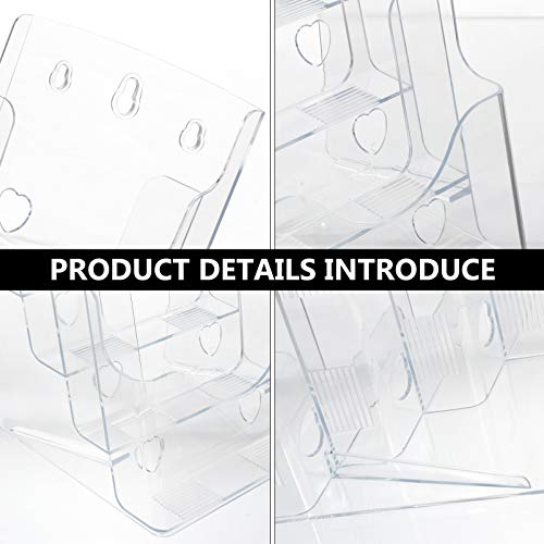 Hemobllo Brochure Holder, 4-Tier Clear Acrylic Brochure Display Rack Magazine Holder, Multi- Compartment Tiered Literature Holder File Display Stand For 5.8 X 8.2 Inch Brochures #TOP7