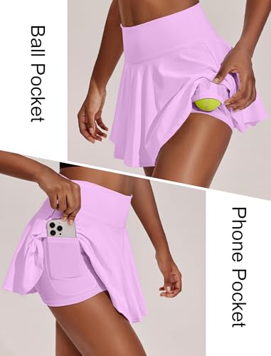 Image of PINSPARK Womens Tennis Skirt Pleated Athletic Skirts with Pockets Shorts High Waisted Golf Skort for Workout Pickleball