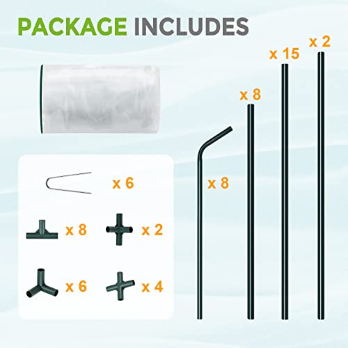 Eagle Peak Garden Low Tunnel Portable Greenhouse 96'' X 36'' X 36'' With Large Zipper Doors For Indoor Outdoor Plants Mini Hot House Pvc Cover Easy Access Zippered Doors, Transparent #TOP7