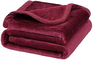 PiccoCasa Flannel Fleece Blanket Soft Lightweight Warm Fuzzy Blanket for All-Seasons, Luxury Comfy Decorative for Couch Living Room Burgundy 75 x 100cm