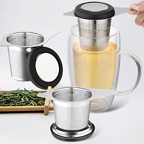 4 Pcs Tea Strainers With Lid Universal Extra Fine Mesh Tea Strainer Stainless Steel Loose Leaf Tea Steeper Brewing Tea Diffusers For Loose Tea Large Capacity Tea Filter Fits Teapots, Mugs, Cups #TOP6