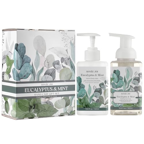 ROMIIE ZOI Eucalyptus Mint Foaming Hand Soap and Lotion - 320ml / 10.8 Fl Oz Each - Soothing Aromatherapy for Hands - Part of Luxury Bath & Body Gift Set