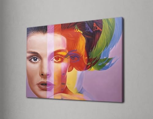 Décoration murale moderne et féminine : affiche portrait femme colorée sur toile abstraite