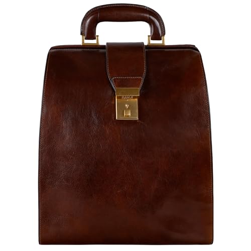 Time Resistance Leather Backpack for Men and Women - Business Rucksack Laptop Bag (Brown)