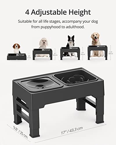 Petace Elevated Slow Feeder Dog Bowls For Large Dogs, Raised Dog Bowl Stand With No Spill Dog Water Bowl & Non-Slip Dog Food Bowl, 4 Heights Adjustable For Medium Large Dogs And Pets #TOP1