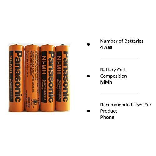New 4 Pack Panasonic Nimh Aaa Rechargeable Battery For Cordless Phones #TOP1