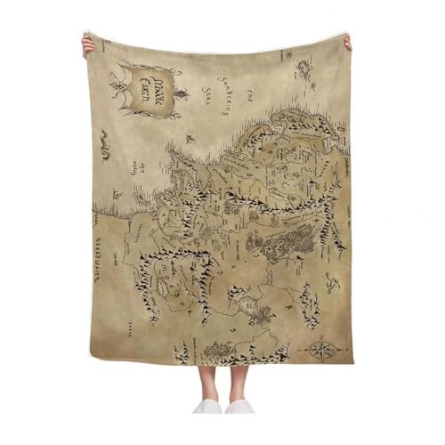 Soft Cozy Throw Blanket for Sofa & Bed Lightweight Warm Flannel Blanket with Retro Earth Map Design Decorative Travel-Inspired Blanket for Home Office & Living Room (60x50)