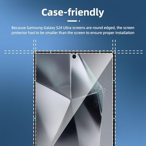 NEW'C 3 Pack Designed for Samsung Galaxy S24 Ultra Screen Protecto, (No for S24/S24 Plus), Tempered Glass, Case Friendly Scratch-proof, Bubble Free, Ultra Resistant - 2