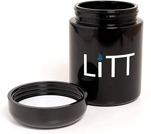 LITT Stash Storage Jar - Airtight Ultra Violet Glass Jar for Storage, Odour/Smell Resistant, Refillable Jar. Storage Accessories (250ml with Mini Grinder)