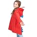 Mini Balabala Raincoat for Kids Rain Jacket Dinosaur Shaped Lightweight Age 2-10 Unisex Cartoon Rain Cape Funny Children Rain Wear Red Size XL