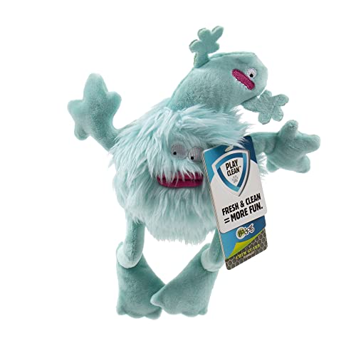 Image of goDog PlayClean Germs Squeaky Plush Dog Toy with Odor-Eliminating Essential Oils, Chew Guard Technology - Seafoam, Small
