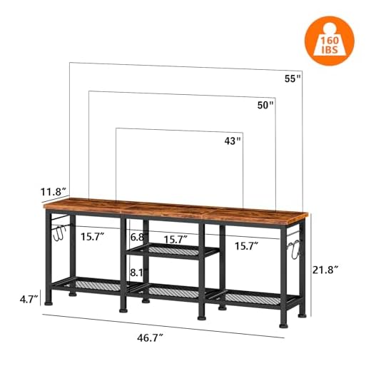 Furologee Rustic Brown TV Stand for 55 Inch TVs
