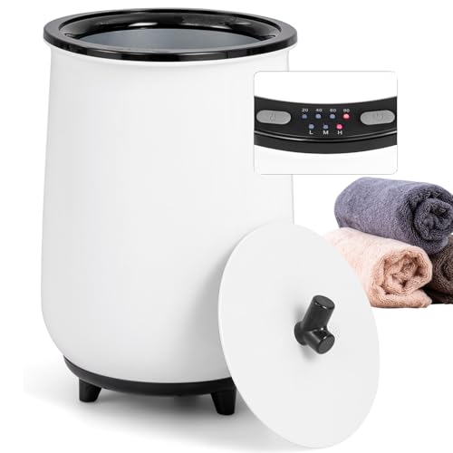 Giantex Towel Warmer Bucket, 23L Large Hot Towel Bucket for Bathroom Spa, Wood Handle, 3 Heating Modes, Adjustable Timer & Auto Shut Off, Fits Up to Two 40