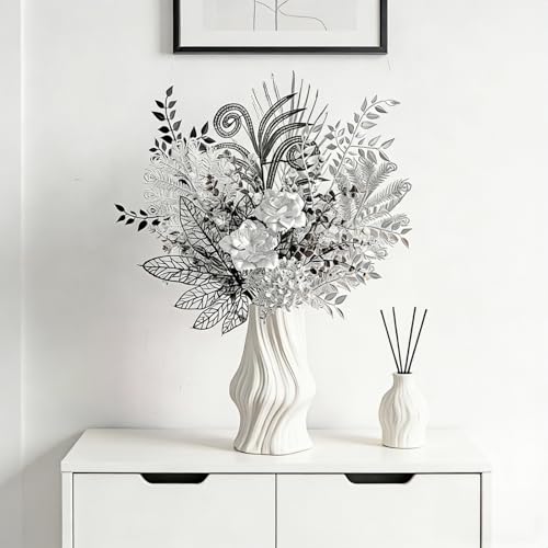 Image of Black silver artificial decorative bouquet, Luxury Gothic silk flowers 17''