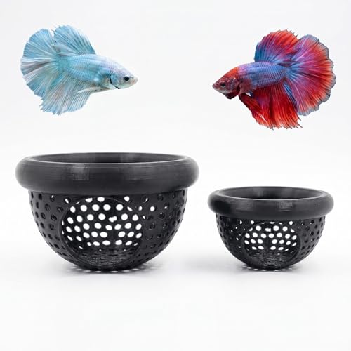 LXLO 2 PCS Betta Hammock & Floating Betta Log Beta/Betta Fish Hammock Bed Hideout Cave Resting Spot Leaves Shrimp Shelter Betta Fish Tank Accessories & Toys for Aquarium (Black)