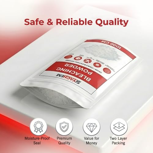 Image of Bleaching Powder 1 Kg for Bathroom & Outdoor Cleaning, Water Tank Disinfection, Algae Removal, Strong Bleach Powder for Cleaning Floors, Tiles, Drains & Surfaces