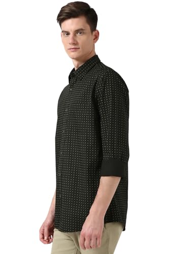 Image of Peter England Men's Everyday Ditsy Print Slim Fit Full Sleeve Casual Shirt | 100% Cotton