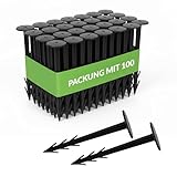GARDENIX Erdhaken Garten 12cm, 100 Stück Erdanker Unkrautvlies, UV-beständige Kunststoff Erdnägel Unkrautvlies, Rostfreie Bodenanker für Gartenvlies, Zuverlässige Unkrautvlies Befestigung