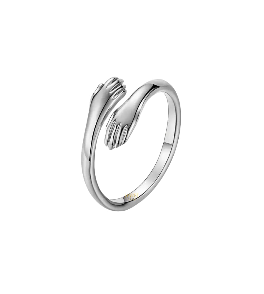 JEWELYAARIby SJ 925 Sterling Silver Hugging Band Ring Hug Eternity Silver Open Statement Ring for Women and Girls