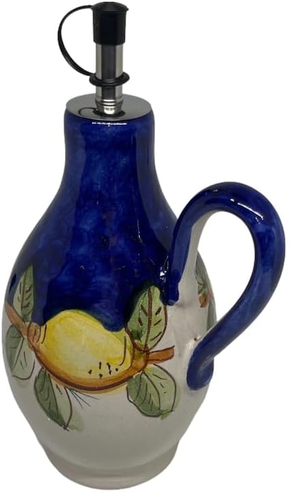 The Gourmet's Sunshine: A Lemon-Embellished Ceramic Cruet for Olive Oil