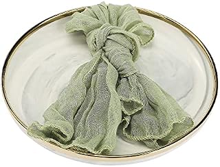 KWQBHW 10 Pack Cheesecloth Gauze Napkins, 53x35cm Wrinkled Dinner Napkins, Soft Decorative Cloth Napkins for Wedding Party Home Everyday Use, Sage Green
