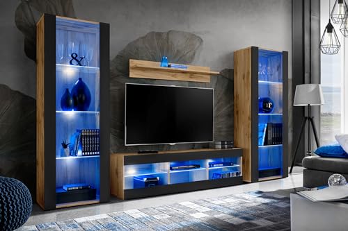 Komodee Ensembles de Meubles Tivoli Grande, Wotan Noir, Largeur 250cm x Hauteur 159cm x Profondeur...