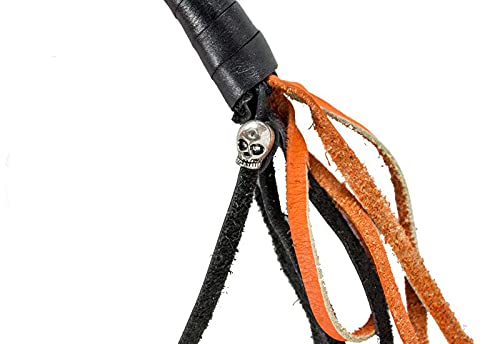 Fouet De Motard En Cuir Véritable 116,8 Cm – Accessoire Guidon Avec Boucle Rapide, Haute Visibilité Rouge Et Noir Accessoire Guidon Moto