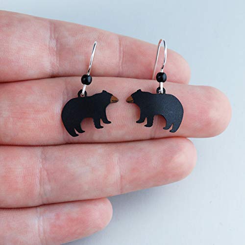 Sienna Sky Hand Painted Black Bear Dangle Earrings, Sterling Silver Ear Wires2
