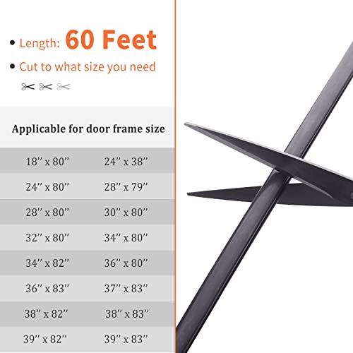 60 Feet Rubber Door Weather Stripping Seal Strip, Bisothai Adhesive Backing Door Weatherstripping Door Soundproofing Insulation For Winter, Easy Cut To Size With Tailor Scissors(Black) #TOP6