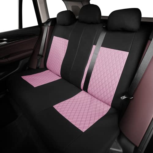 TOYOUN Pink Car Seat Covers Full Set For Women, Universal Seat Covers for 5 Car Seater Front Bucket Seat Covers and 50-50 or 60-40 Rear Split Bench Back Seat Covers - Image 4