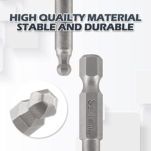 Unlorspy 7Pcs Ball End Metric Hex Bit Set 65 Mm/2.56 Inch Length S2 Steel Magnetic Ball End Hex Screwdriver Bit Set With 1/4 Inch Hex Shank, 2Mm 2.5Mm 3Mm 4Mm 5Mm 6Mm 8Mm Ball Hex Driver Bits #TOP2