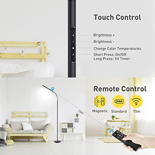 image for Koreal Floor Lamp,Reading Lamp with 4 Color Temperature,Remote Control