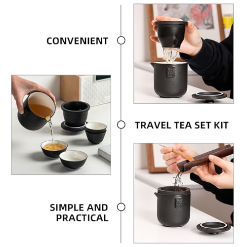 Juego de té chino portátil de cerámica con bolsa de transporte para picnics al aire libre 4