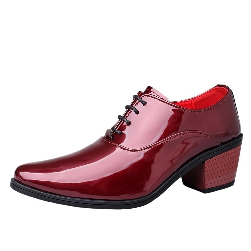 Men's Tuxedo Dress Shoes Mens Retro Comfortable Business Height Increasing Non-Slip Softsole Walking Oxford Shoes Lace Up Pointed Toe Derby Shoes
