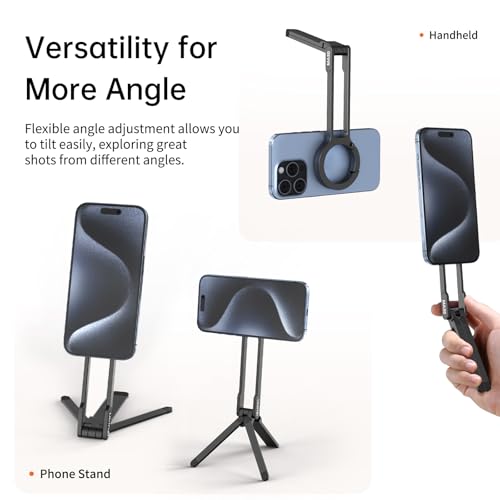 Image of ULANZI MA30 Magnetic Phone Tripod Stand for iPhone - Aluminium Maglock Smartphone Mini Tripod Pocket Cell Phone Stand Strong Magnet Quick Mount Compatible with iPhone 17 16 15 14 13 12 Series, Black