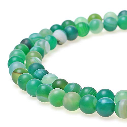 Mjdcb Natural Stone Beads Matte Green Stripe Agate Round Loose Beads For Jewelry Making Diy Bracelet Necklace (8Mm) #TOP10
