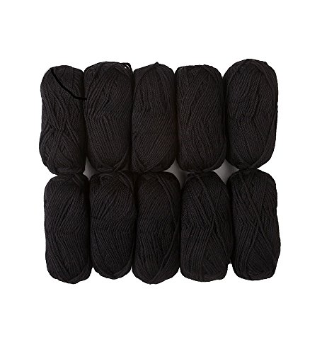 Image of Knit Picks Wool of the Andes Black 100% Wool Yarn Pack for Knitting | 10 skeins (500g total) of soft worsted weight crocheting yarn in Coal color, good for felting.