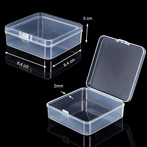 Image of 24 Packs Small Clear Plastic Beads Storage Containers Box with Hinged Lid for Storage of Small Items, Crafts, Jewelry, Hardware(3.3 x 3.3 x 1.2 Inches)